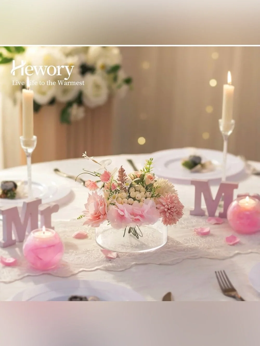 Acrylic Flower Vases for Wedding and Party Centerpieces - Round 6pcs